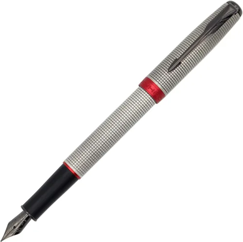 Vista 8 de Gullor Pluma estilográfica 75F negro mate con caja de regalo, borde rojo, punta fina