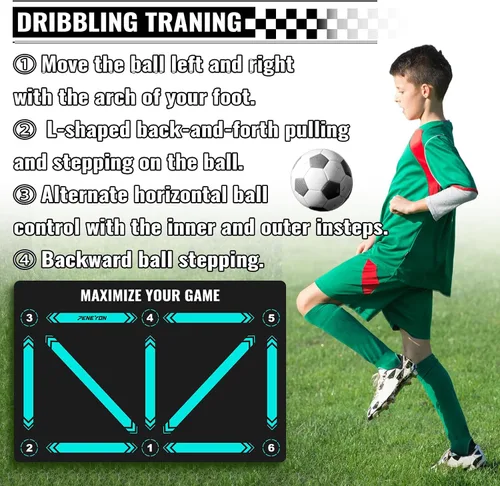 Vista 4 de Soccer Training Equipment,Soccer Training Mat Improve Strength,Agility and Coordination,Anti-Slip Silent Absorption Soccer Footwork Training