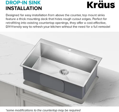 Vista 8 de Kraus KHT301-25 Standart PRO Kitchen Fregadero de Cocina de Acero Inoxidable, 25 Pulgadas