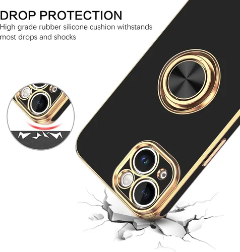 Vista 6 de VENINGO Funda para iPhone 14, funda para iPhone 14, ajuste delgado, suave soporte de anillo de 360° con base, compatible con soporte magnético