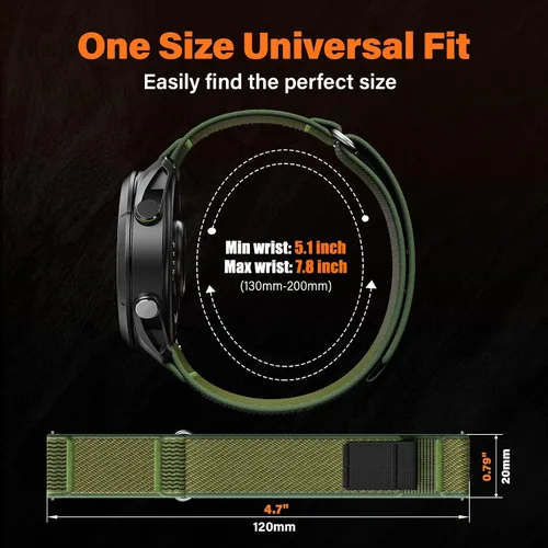 Vista 5 de ANCOOL Correa de nylon para reloj Compatible con Garmin Vivoactive 5/6/3/Forerunner 245/165/55, Correa de reloj de liberación rápida de 20mm