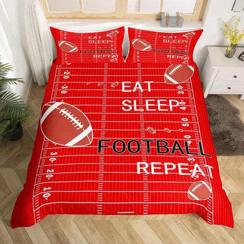 Vista 39 de jejeloiu Juego de ropa de cama de fútbol para niños, tamaño individual, juego de funda de edredón de fútbol para niños y niñas, funda de edredón