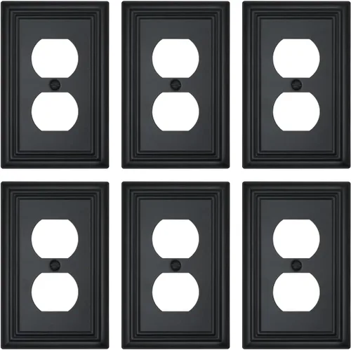 Vista 26 de Switch Plates Outlet Covers, 1-Pack Metal Wall Plate, Black Finish Midsize 1 Toggle 1 Decorator Combo Wall Plate, Ideal for GFCI Outlets, Light