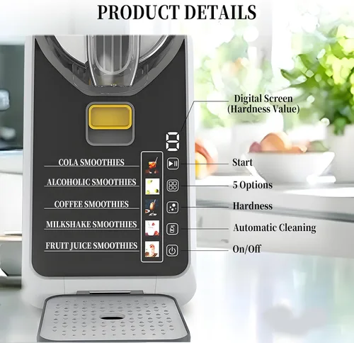 Vista 3 de Máquina de bebidas frías para el hogar, mini máquina para hacer helados y granizados, con pantalla LED, tiempo de formación de batidos de 15-60
