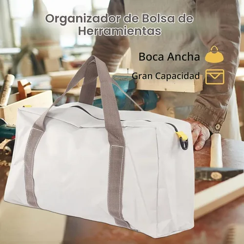 Vista 2 de Bolsa de herramientas de boca ancha, bolsa de herramientas grande de 20 pulgadas, bolsa de almacenamiento de herramientas resistente con suave