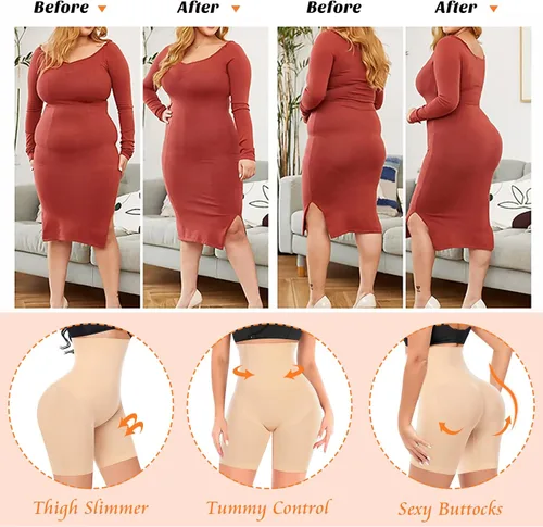 Vista 5 de Pantalones cortos moldeadores para mujer con control de abdomen de cintura alta, moldeadores de cuerpo, pantalones cortos debajo de los vestidos