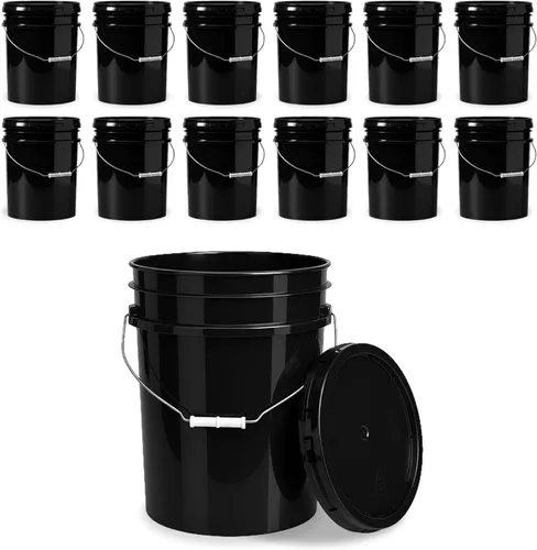 Vista 13 de Cubo de 5 Galones con Tapa Hermética Fabricado en EE. UU. Grado Alimenticio Plástico Premium HPDE Resistente Cubo Multiusos Duradero de 90