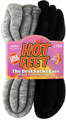 Vista 11 de HOT FEET Calcetines térmicos para mujer, calcetines térmicos para clima frío, gruesos y cálidos, para senderismo, calcetines aislados, tallas