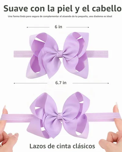 Vista 2 de jollybows 20 lazos para el pelo con cinta de grogrén para bebés y niñas, 6 pulgadas, banda elástica para el cabello, accesorios para el cabello