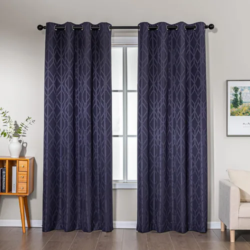 Vista 8 de Amazon Basics Cortinas Jacquard 100% opacas de 2 piezas, cortinas para sala de estar y dormitorio, tratamiento de ventana con aislamiento térmico