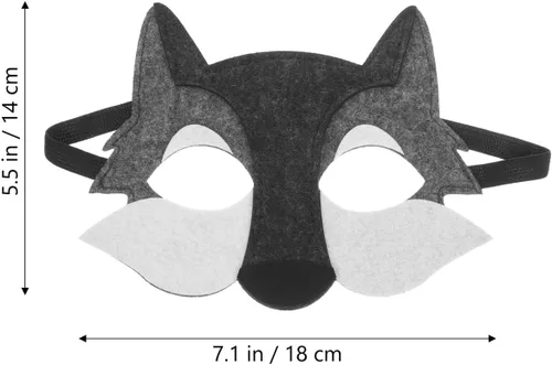 Vista 6 de Toyvian 3 máscaras de lobo de fieltro de animales de media cara máscara de disfraz decoración de disfraces regalos de fiesta para niños que usan gris