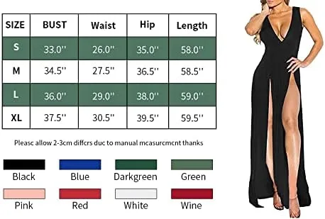 Vista 4 de Vestido largo maxi sin mangas con cuello en V para mujer ajustado