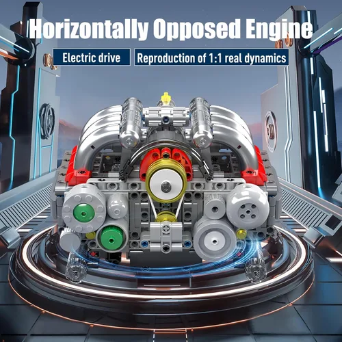 Vista 2 de Mould King 10193 Boxer Engine Model Kit que funciona: construye tu propia réplica de motor de automóvil mini, juego de bloques de construcción