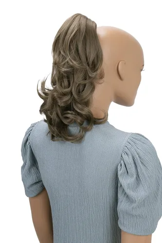 Vista 4 de PRETTYSHOP - Extensión de cabello rizado voluminoso, cola de caballo de 14 pulgadas con clip, resistente al calor