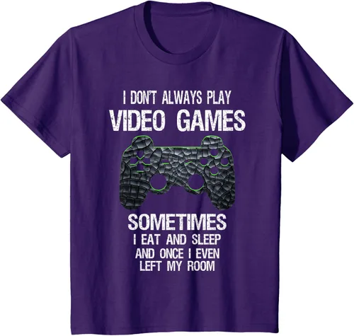 Vista 30 de Funny Gamer Video Games - Camiseta para niños y adolescentes, ajuste clásico, color negro, mezcla de algodón, Negro
