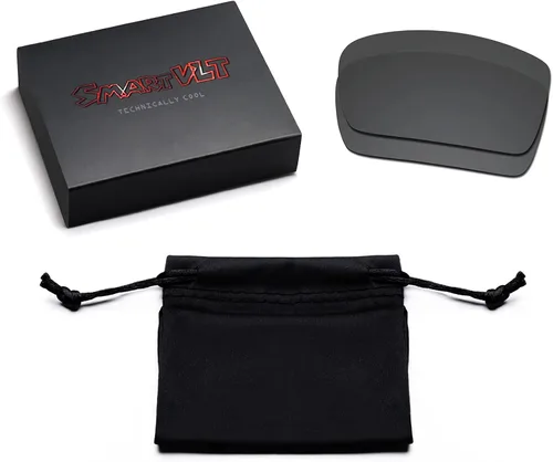 Vista 4 de SmartVLT Juego de 5 lentes de repuesto para Oakley Holbrook OO9102 Sunglass Combo Pack S01, Stealth Negro y fuego Rojo y azul hielo y plata Titanio