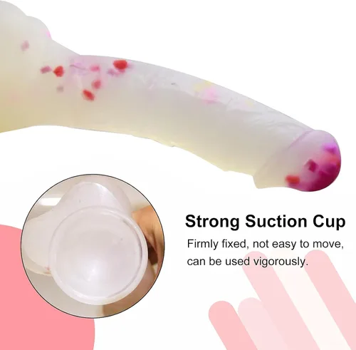 Vista 3 de Consolador enorme realista de 9 pulgadas con ventosas, juguete sexual para adultos, pene con polla curva y bolas para vagina del punto G y juguetes