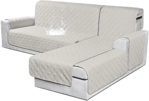 Vista 11 de VANSOFY Fundas para Sofá Seccional 100% Impermeables Funda Deslizable para Sofá en Forma de L 3 Piezas Reversible Funda para Chaise Lounge para Sofá