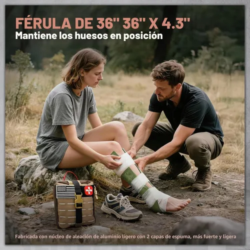 Vista 3 de 144 piezas de kit avanzado de primeros auxilios para trauma - Equipo de emergencia para acampar con torniquete, vendaje de compresión, férula de 36