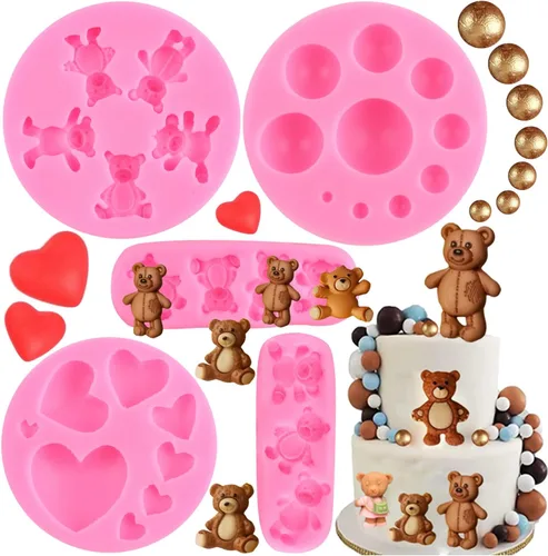 Vista 13 de Zixiang Molde de fondant de perlas 3D, molde de silicona para fondant, bolas de perlas semiesferas, moldes de chocolate para oso de peluche