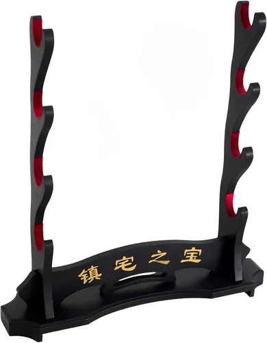 Vista 6 de Soporte para espada samurái, soporte para espada Katana Wakizashi Tanto de terciopelo acolchado para colgar en la pared, estante para espadas