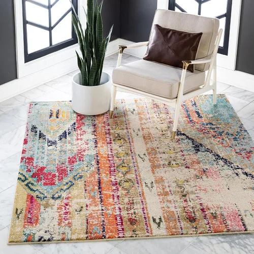 Vista 14 de Unique Loom Sedona Collection - Alfombra Yosemite (redonda, 5 pies 1 pulgada, multicolor)