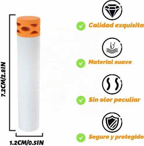 Vista 2 de EKIND 100 piezas de 2,83 pulgadas diseño hueco TPR dardos de cabeza suave rellenos de espuma tipo bala para armas Nerf N-strike Elite, 100, Blanco