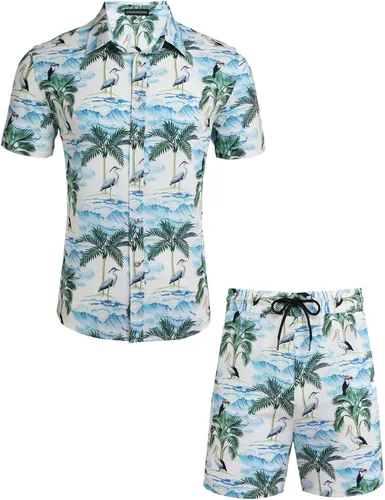 Vista 2 de Daupanzees - Camisa hawaiana de manga corta con botones para hombre