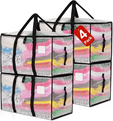 Vista 15 de Bolsas de mudanza resistentes extra grandes, cajas de mudanza, suministros de mudanza esenciales, contenedores de almacenamiento azules con tapas