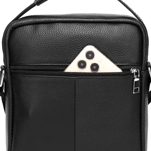 Vista 8 de KPYWZER Bolso de hombro de cuero genuino para hombres pequeños, bolso de mensajero, bolso bandolera bandolera para hombre para negocios