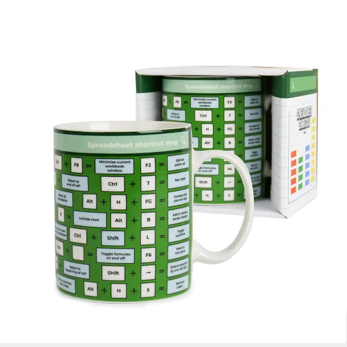 Vista 3 de Taza de café de atajo de hoja de cálculo Gift Republic, taza de hoja de cálculo de Excel, taza de geek de hoja de cálculo, taza divertida