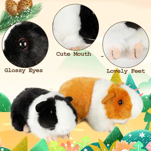 Vista 5 de redaica 2 piezas de animales de peluche de cobaya - 7.9 pulgadas de peluche realista, lindos juguetes de cobaya para niños, muñeco de mascota