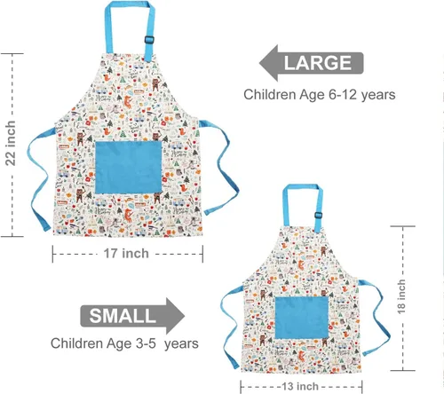 Vista 6 de Jennice House - Juego de delantal y gorro de chef para niños, lindos delantales para hornear de niños para cocinar delantales para bebés que hornean