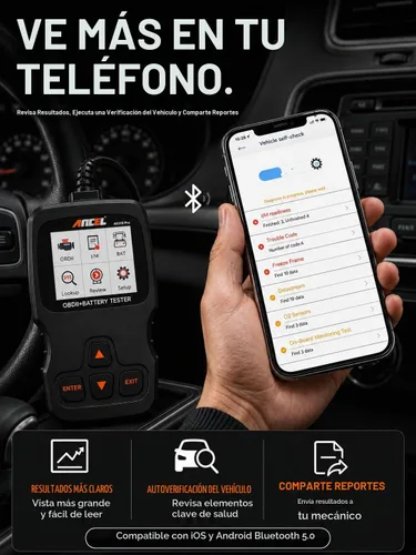 Vista 6 de Ancel AD310 Pro Bluetooth OBD2 escáner y probador de batería para Gris