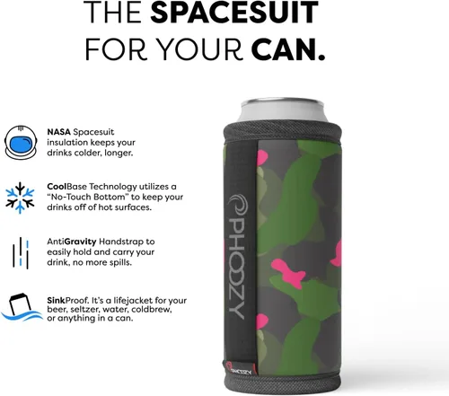 Vista 6 de PHOOZY Enfriador de latas aislado para latas delgadas de 12 oz - El aislamiento patentado de la NASA mantiene las bebidas frías 10 veces más tiempo