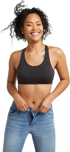 Vista 5 de Hanes Bralette de algodón con espalda cruzada para mujer (paquete de 3), BlancoConcreto Pe HeatherNegro
