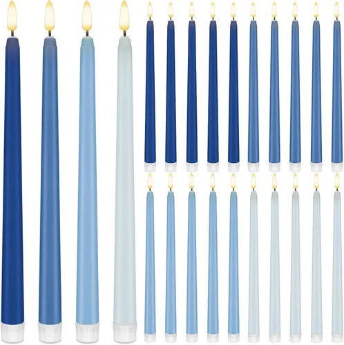 Vista 16 de Baquler 24 velas cónicas sin llama de flores silvestres de 11 pulgadas, funciona con pilas, velas LED de plástico con degradado parpadeante