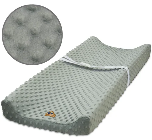 Vista 3 de BlueSnail Funda para cambiador de puntos ultra suave Minky 2 unidades (gris + rosa, 2 unidades)