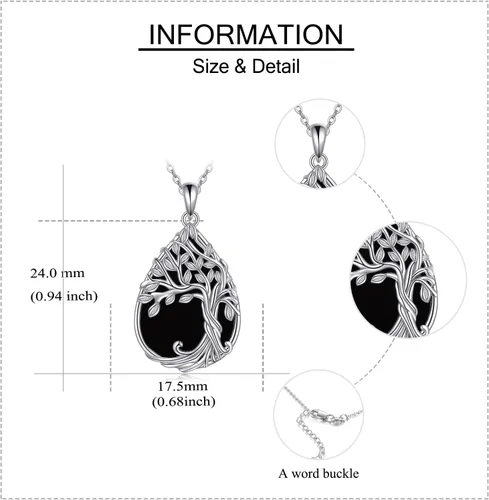 Vista 48 de ONEFINITY Collar de plata de ley 925 con diseño de árbol de la vida con colgante de nudo celta de concha de abulón para mujer