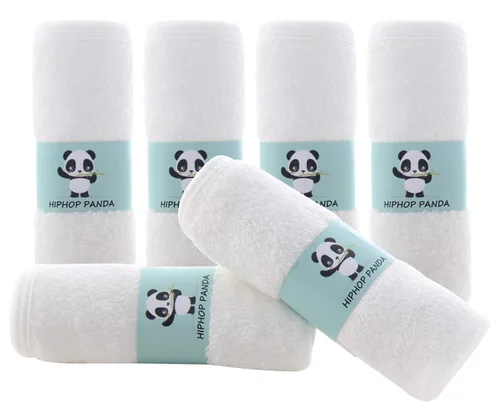 Vista 2 de HIPHOP PANDA Juego de toallas y paños con capucha para bebé, toalla absorbente ultra suave de 2 capas, toalla de baño para recién nacidos, toallitas