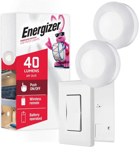 Vista 7 de Energizer Luces de disco alimentadas por batería con interruptor de pared remoto, paquete de 2 Luces para debajo del gabinete para cocina, armario