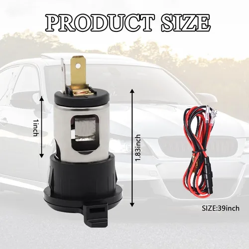 Vista 2 de Beypovk Enchufe para encendedor de cigarrillos, adaptador de encendedor de cigarrillos para automóvil con cubierta impermeable y cable de extensión