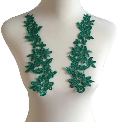 Vista 13 de 1 par de apliques de bordado para boda, encaje floral, adornos de costura (negro A)