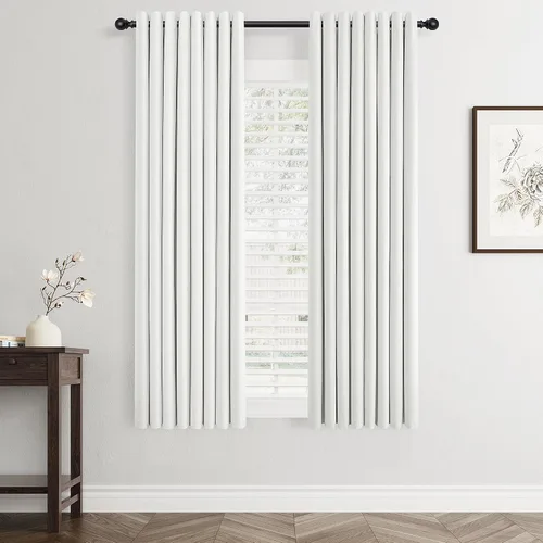 Vista 61 de Beige White Linen Blackout Curtains 90 Length 2 Panels Set for Living Room Bedroom, 100% Black Out Thermal Insulated Linen Drapes, Room Darkening