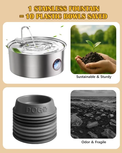 Vista 8 de Dog Water Fountain for Large Dogs- 270oz/8L Stainless Steel Dog Water Bowl Dispenser Automatic Pet Water Fountain with Ultra-Quiet Pump/Quadruple