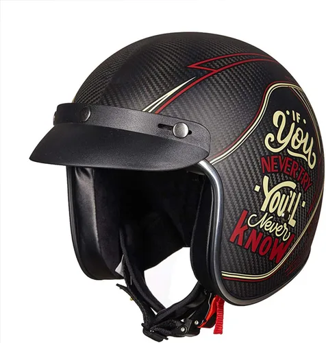 Vista 2 de Casco de Motocicleta con Visera de Pico para Casco de Cara Abierta 3/4, Casco Retro de Motocicleta y Casco Medio, Protección Solar