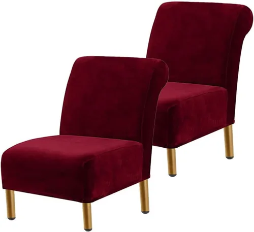 Vista 17 de Funda para silla decorativa sin brazos, de terciopelo elástico, extraíble, lavable, protector moderno de muebles con parte inferior elástica