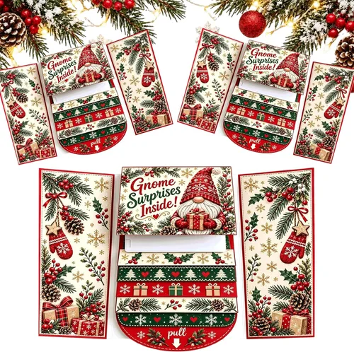 Vista 12 de Folleto de tarjetas de regalo de Navidad en cascada 2027, 3 portatarjetas #B 3 piezas
