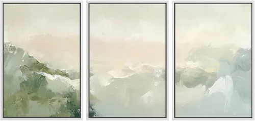 Vista 64 de SIGNWIN Lienzo enmarcado para pared, juego de arte abstracto de serenidad costera, ilustraciones abstractas junto al mar, arte moderno, decorativo