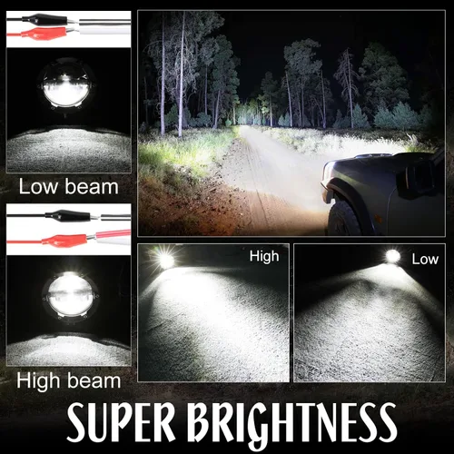 Vista 6 de Luces LED de luz de haz alto y bajo, barra de luz redonda todoterreno, 2 unidades, 120 W, cubo de luz LED, luces superbrillantes para camión, ATV